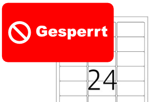 Herma-Etikett 4645: Gesperrt - Rotes Etikett 'Gesperrt' für Herma Etikett 63,5 x 33,9 mm.