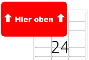 Herma-Etikett 4645: Hier oben - Rotes Etikett 'Hier oben' für Herma Etikett 63,5 x 33,9 mm.