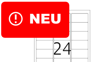 Rotes Etikett 'NEU' für Herma Etikett 63,5 x 33,9 mm. Herma-Etikett 4645: NEU als PDF Datei