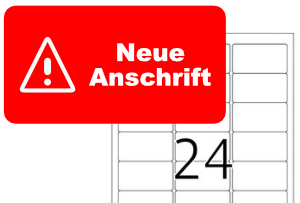 Rotes Etikett 'Neue Anschrift' für Herma Etikett 63,5 x 33,9 mm. Herma-Etikett 4645: Neue Anschrift als PDF Datei