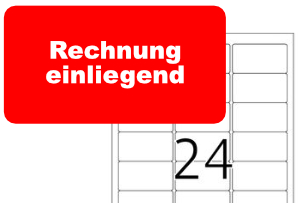 Rotes Etikett 'Rechnung einliegend' für Herma Etikett 63,5 x 33,9 mm. Herma-Etikett 4645: Rechnung einliegend als PDF Datei