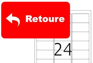 Rotes Etikett 'Retoure' für Herma Etikett 63,5 x 33,9 mm. Herma-Etikett 4645: Retoure als PDF Datei