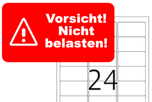 Herma-Etikett 4645: Vorsicht! Nicht belasten! - Rotes Etikett 'Vorsicht! Nicht belasten!' für Herma Etikett 63,5 x 33,9 mm.