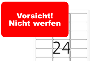 Herma-Etikett 4645: Vorsicht! Nicht werfen - Rotes Etikett 'Vorsicht! Nicht werfen' für Herma Etikett 63,5 x 33,9 mm.