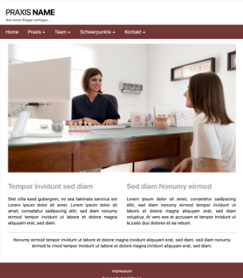 Homepage Vorlage für die Arztpraxis 'Brown' in HTML, CSS, Javascript und PHP. Website Template Arztpraxis 'Brown' als HTML Datei