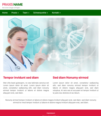 Website Templates: Website Template Arztpraxis 'Green-Red'. HTML Datei