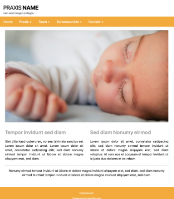 Website Template Arztpraxis Orange Für die Arztpraxis: Homepage, Website, Internetseite Orange in HTML, CSS, Javascript und PHP.