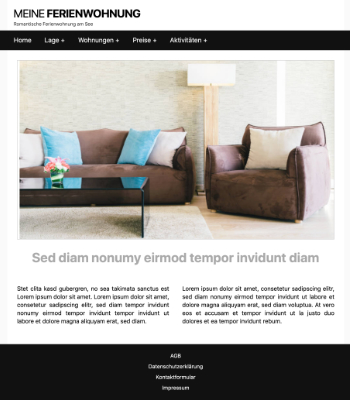 Website Templates: Website Template Ferienwohnung 'Black'. HTML Datei