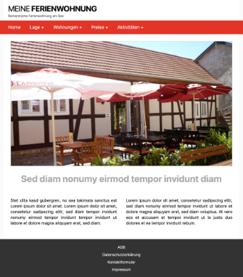 Homepage Vorlage für die Ferienwohnung 'Red' in HTML, CSS, Javascript und PHP. Website Template Ferienwohnung 'Red' als HTML Datei
