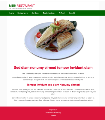 Website Templates: Website Template Restaurant 'Green-Red'. HTML Datei