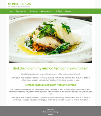 Website Template Restaurant Green Homepage, Website, Internetseite für Gastro, Restaurant Green in HTML, CSS, Javascript und PHP.