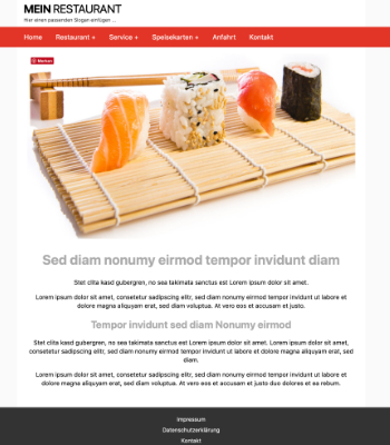 Homepage Vorlage für ein Restaurant 'Red' in HTML, CSS, Javascript und PHP. Website Template Restaurant 'Red' als HTML Datei