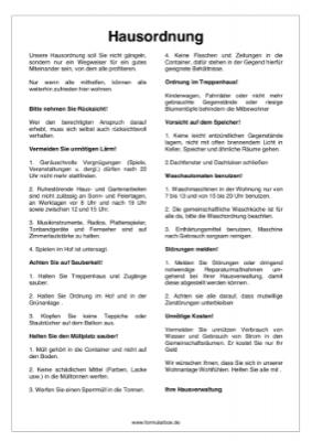 Hausordnung Pdf Pdf Vorlage Zum Ausdrucken