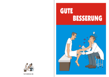 Grußkarte zur Genesung Untersuchung Genesungskarte, Gute Besserung, Untersuchung. Faltkarte und kleinem Motiv auf der Rückseite.