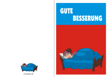 Grußkarte zur Genesung Erkältung Genesungskarte, Gute Besserung, Erkältung. Faltkarte und kleinem Motiv auf der Rückseite.