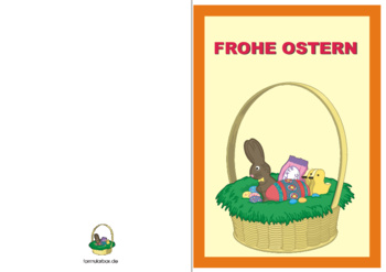 Grußkarten: Grußkarte Ostern, Osterkorb. PDF Datei