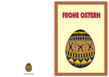 Grußkarte Ostern, Osterei, braun - Grußkarte, Frohe Ostern mit einem Osterei (braun).