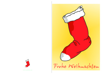 Weihnachtskarte Frohe Weihnachten, leerer Nikolausstrumpf Grußkarte, Weihnachtsgrüße, Frohe Weihnachten mit Nikolausstrumpf.