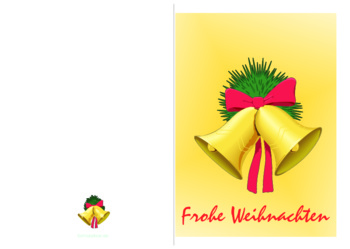Grußkarten: Weihnachtskarte 'Frohe Weihnachten, goldene Glocken'. PDF Datei