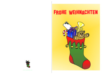 Grußkarten: Weihnachtskarte 'Frohe Weihnachten, gefüllter Nikolausstrumpf'. PDF Datei