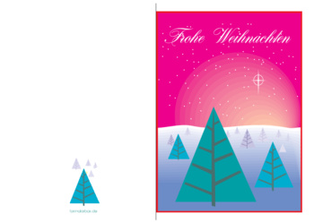 Grußkarten: Weihnachtskarte 'Frohe Weihnachten, Winterwald'. PDF Datei
