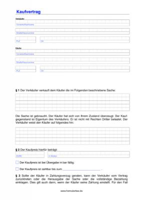 KAUFVERTRAG BLANKO PDF