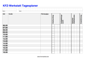 Organisieren, Planen: Tagesplaner für Kfz-Werkstatt. PDF Datei