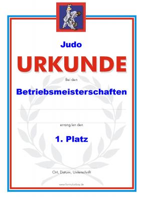 Urkunde Judo | Vorlage, Muster ausdrucken