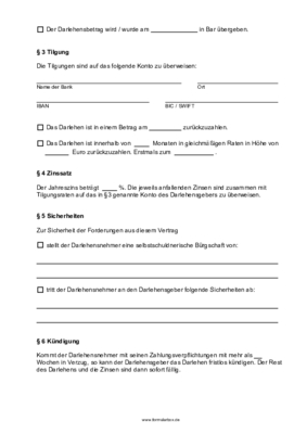 Darlehensvertrag zwischen Privatpersonen | PDF-Vorlage