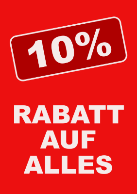 POS, Werbung: Plakat '10% Rabatt auf alles' - XXL-Plakat. PDF Datei