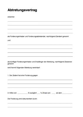 Finanzen: Abtretungsvertrag (Word). DOC Datei