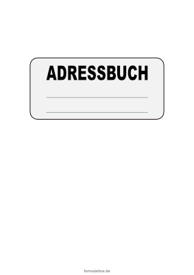 Adressbuch im Hochformat (Adressenliste, Anschriftenliste, Telefonregister). Weißer Umschlag. Adressbuch, Register A-Z (Weiß) als PDF Datei