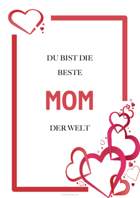 Urkunden Ehrung: Urkunde für die beste Mom, Herzen. PDF Datei