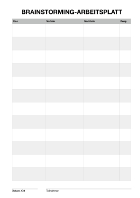 Brainstorming Arbeitsblatt Pdf Vorlage Zum Ausdrucken