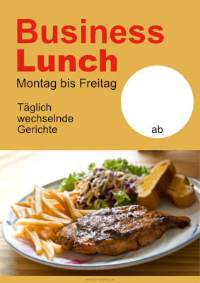 Gastronomie, Hotel: Restaurant Plakat Business Lunch, wechselnde Gerichte. PDF Datei