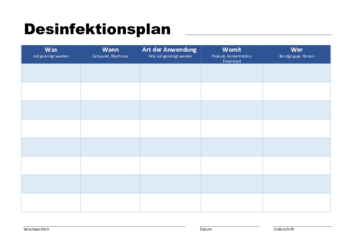 Organisieren, Planen: Desinfektionsplan, erweitert (PDF). PDF Datei