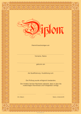 Diplome, Zertifikate: Diplom, klassisch in Gold. PDF Datei