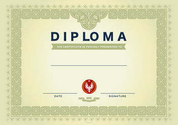 Diplom, Diploma klassisch (Grün) Klassisches Diplom in Grün im Querformat. Englischer Texteindruck.
