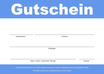 Gutscheine: Einkaufsgutschein (Blau). PDF Datei