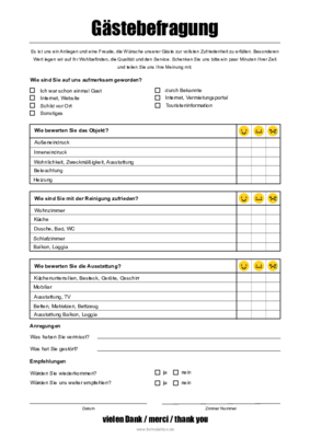 Immobilien: Gästebefragung Ferienwohnung, Pension. PDF Datei