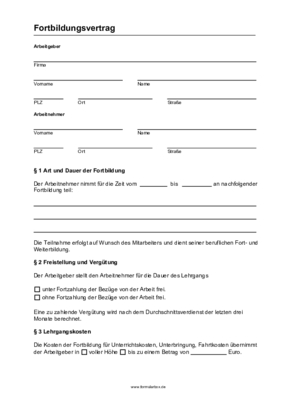 Personal, Bewerber: Fortbildungsvertrag Mitarbeiter (PDF). PDF Datei