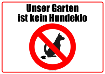 Schilder, Tafeln: Verbotsschild, kein Hundeklo (Garten). PDF Datei