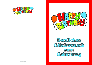 Grußkarten: Geburtstagskarte, Luftballons. PDF Datei