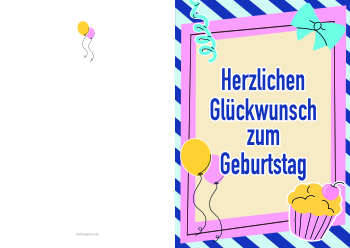 Grußkarten: Geburtstagskarte, Blau, Fliege. PDF Datei