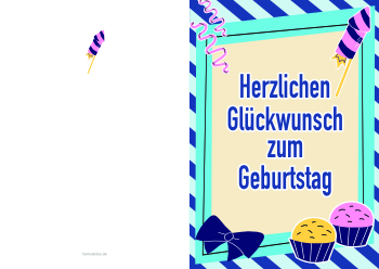 Grußkarten: Geburtstagskarte, Blau, Rakete. PDF Datei