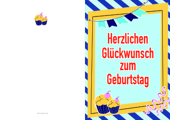 Grußkarten: Geburtstagskarte, Blau, Wimpel. PDF Datei
