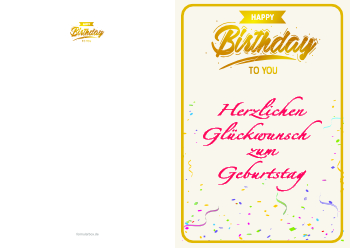 Grußkarten: Geburtstagskarte, Gold. PDF Datei