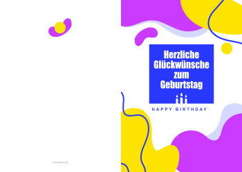 Geburtstagskarte, Modern, Blau Grußkarte, Geburtstagskarte, modernes Design, Blau. Glückwunschkarte zum Ausdrucken.