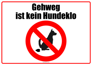 Schilder, Tafeln: Verbotsschild, kein Hundeklo (Gehweg). PDF Datei