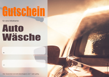 Gutscheine: Erlebnisgutschein Auto Wäsche. PDF Datei